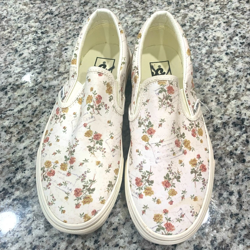 COPY - Floral, white  Vans Kids Shoes